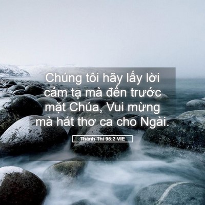Picture 05 - Thánh Thi 95:2 VIE - Chúng tôi hãy lấy lời cảm tạ mà - Bible Verse Picture