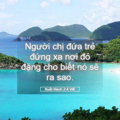 Picture 05 - Xuất Hành 2:4 VIE - Người chị đứa trẻ đứng xa nơi đó - Bible Verse Picture