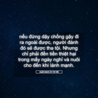 Picture 05 - Xuất Hành 21:19 VIE - nếu đứng dậy chống gậy đi ra ngoài - Bible Verse Picture
