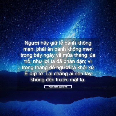 Picture 05 - Xuất Hành 23:15 VIE - Ngươi hãy giữ lễ bánh không men; phải - Bible Verse Picture