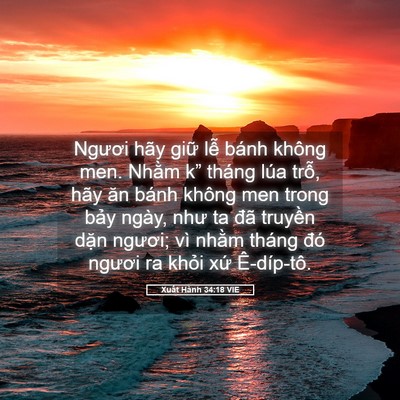 Picture 05 - Xuất Hành 34:18 VIE - Ngươi hãy giữ lễ bánh không men. Nhằm - Bible Verse Picture