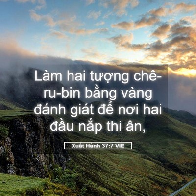 Picture 05 - Xuất Hành 37:7 VIE - Làm hai tượng chê-ru-bin bằng vàng đánh - Bible Verse Picture