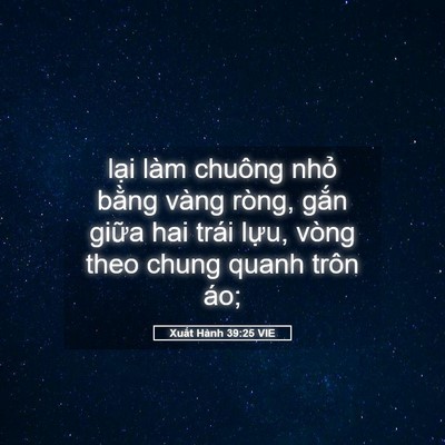 Picture 05 - Xuất Hành 39:25 VIE - lại làm chuông nhỏ bằng vàng ròng, - Bible Verse Picture