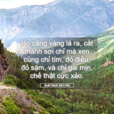 Picture 05 - Xuất Hành 39:3 VIE - Họ căng vàng lá ra, cắt thành sợi chỉ - Bible Verse Picture