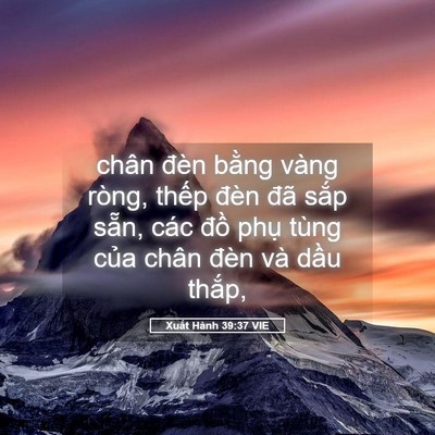 Picture 05 - Xuất Hành 39:37 VIE - chân đèn bằng vàng ròng, thếp đèn đã - Bible Verse Picture