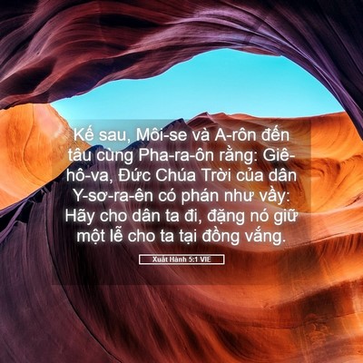 Picture 05 - Xuất Hành 5:1 VIE - Kế sau, Môi-se và A-rôn đến tâu cùng - Bible Verse Picture