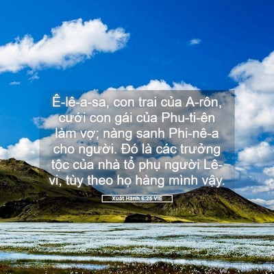 Picture 05 - Xuất Hành 6:25 VIE - Ê-lê-a-sa, con trai của A-rôn, cưới con - Bible Verse Picture