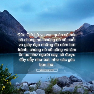 Picture 05 - Xê-ca-ri-a 9:15 VIE - Đức Giê-hô-va vạn quân sẽ bảo hộ - Bible Verse Picture