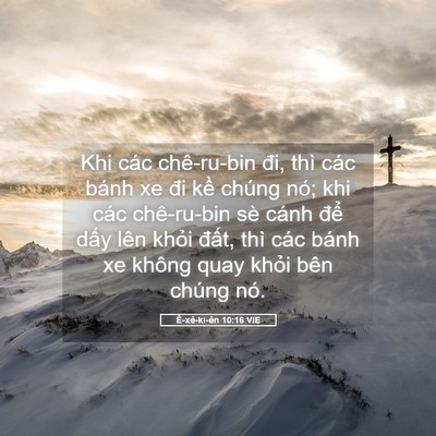 Picture 05 - Ê-xê-ki-ên 10:16 VIE - Khi các chê-ru-bin đi, thì các bánh xe đi - Bible Verse Picture