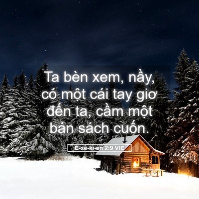 Picture 05 - Ê-xê-ki-ên 2:9 VIE - Ta bèn xem, nầy, có một cái tay giơ - Bible Verse Picture
