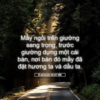 Picture 05 - Ê-xê-ki-ên 23:41 VIE - Mầy ngồi trên giường sang trọng, - Bible Verse Picture