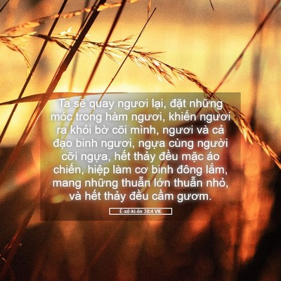 Picture 05 - Ê-xê-ki-ên 38:4 VIE - Ta sẽ quay ngươi lại, đặt những móc - Bible Verse Picture
