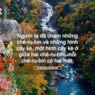 Picture 05 - Ê-xê-ki-ên 41:18 VIE - Người ta đã chạm những chê-ru-bin và - Bible Verse Picture