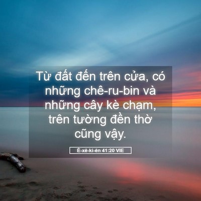 Picture 05 - Ê-xê-ki-ên 41:20 VIE - Từ đất đến trên cửa, có những - Bible Verse Picture