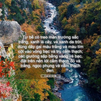 Picture 05 - Ê-xơ-tê 1:6 VIE - Tư bề có treo màn trướng sắc trắng, - Bible Verse Picture