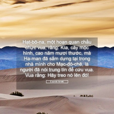 Picture 05 - Ê-xơ-tê 7:9 VIE - Hạt-bô-na, một hoạn quan chầu chực - Bible Verse Picture