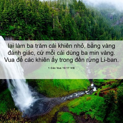Picture 06 - 1 Các Vua 10:17 VIE - lại làm ba trăm cái khiên nhỏ, bằng - Bible Verse Picture
