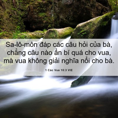 Picture 06 - 1 Các Vua 10:3 VIE - Sa-lô-môn đáp các câu hỏi của bà, - Bible Verse Picture