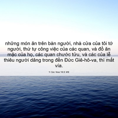 Picture 06 - 1 Các Vua 10:5 VIE - những món ăn trên bàn người, nhà cửa - Bible Verse Picture