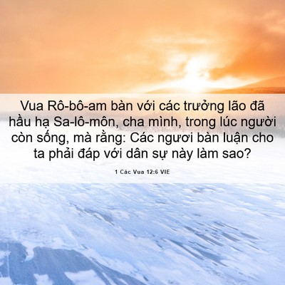 Picture 06 - 1 Các Vua 12:6 VIE - Vua Rô-bô-am bàn với các trưởng lão - Bible Verse Picture