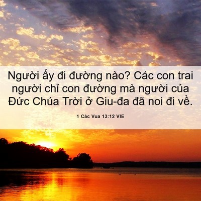 Picture 06 - 1 Các Vua 13:12 VIE - Người ấy đi đường nào? Các con trai - Bible Verse Picture