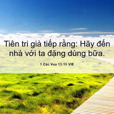 Picture 06 - 1 Các Vua 13:15 VIE - Tiên tri già tiếp rằng: Hãy đến nhà - Bible Verse Picture