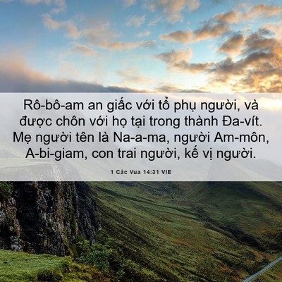 Picture 06 - 1 Các Vua 14:31 VIE - Rô-bô-am an giấc với tổ phụ người, - Bible Verse Picture