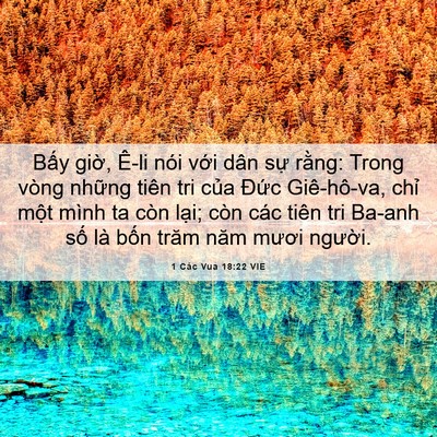 Picture 06 - 1 Các Vua 18:22 VIE - Bấy giờ, Ê-li nói với dân sự rằng: - Bible Verse Picture