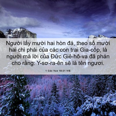 Picture 06 - 1 Các Vua 18:31 VIE - Người lấy mười hai hòn đá, theo số - Bible Verse Picture