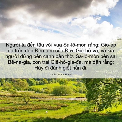 Picture 06 - 1 Các Vua 2:29 VIE - Người ta đến tâu với vua Sa-lô-môn - Bible Verse Picture