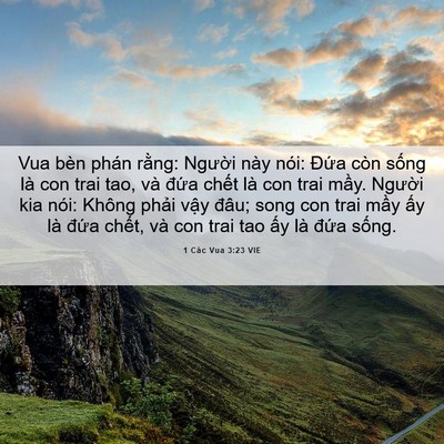 Picture 06 - 1 Các Vua 3:23 VIE - Vua bèn phán rằng: Người này nói: Đứa - Bible Verse Picture