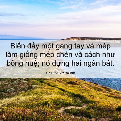 Picture 06 - 1 Các Vua 7:26 VIE - Biển đầy một gang tay và mép làm - Bible Verse Picture