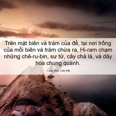 Picture 06 - 1 Các Vua 7:36 VIE - Trên mặt biên và trám của đế, tại - Bible Verse Picture