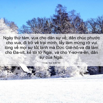 Picture 06 - 1 Các Vua 8:66 VIE - Ngày thứ tám, vua cho dân sự về; dân - Bible Verse Picture