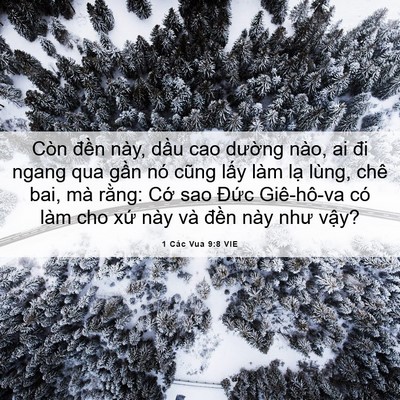 Picture 06 - 1 Các Vua 9:8 VIE - Còn đền này, dầu cao dường nào, ai đi - Bible Verse Picture