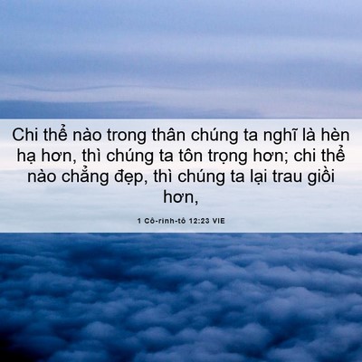 Picture 06 - 1 Cô-rinh-tô 12:23 VIE - Chi thể nào trong thân chúng ta nghĩ là - Bible Verse Picture