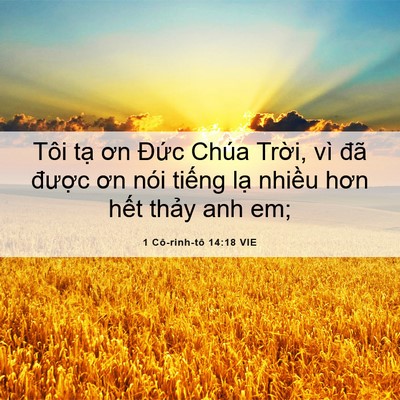 Picture 06 - 1 Cô-rinh-tô 14:18 VIE - Tôi tạ ơn Đức Chúa Trời, vì đã - Bible Verse Picture