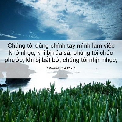 Picture 06 - 1 Cô-rinh-tô 4:12 VIE - Chúng tôi dùng chính tay mình làm việc - Bible Verse Picture
