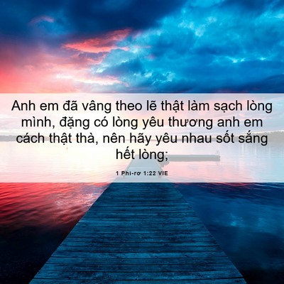 Picture 06 - 1 Phi-rơ 1:22 VIE - Anh em đã vâng theo lẽ thật làm sạch - Bible Verse Picture