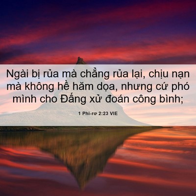 Picture 06 - 1 Phi-rơ 2:23 VIE - Ngài bị rủa mà chẳng rủa lại, chịu - Bible Verse Picture