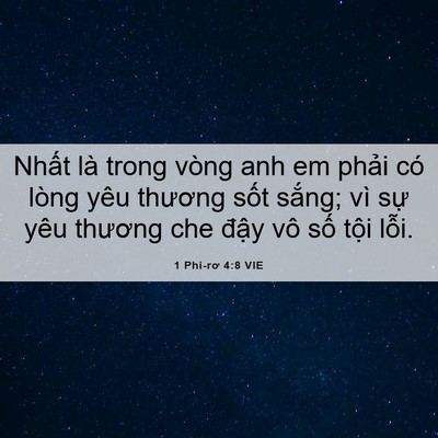 Picture 06 - 1 Phi-rơ 4:8 VIE - Nhất là trong vòng anh em phải có lòng - Bible Verse Picture