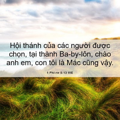 Picture 06 - 1 Phi-rơ 5:13 VIE - Hội thánh của các người được chọn, - Bible Verse Picture