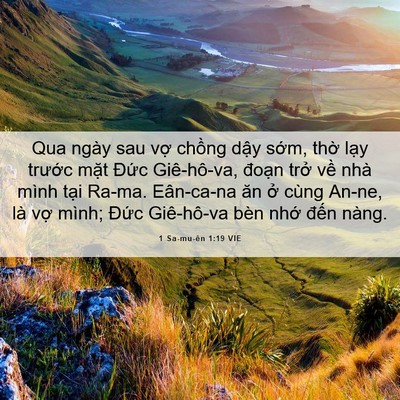 Picture 06 - 1 Sa-mu-ên 1:19 VIE - Qua ngày sau vợ chồng dậy sớm, thờ - Bible Verse Picture