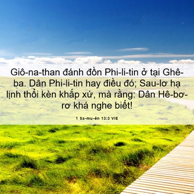 Picture 06 - 1 Sa-mu-ên 13:3 VIE - Giô-na-than đánh đồn Phi-li-tin ở tại - Bible Verse Picture