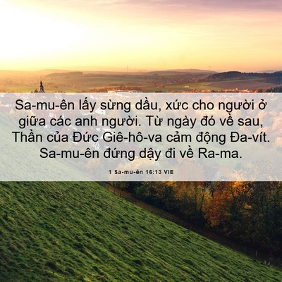 Picture 06 - 1 Sa-mu-ên 16:13 VIE - Sa-mu-ên lấy sừng dầu, xức cho người - Bible Verse Picture