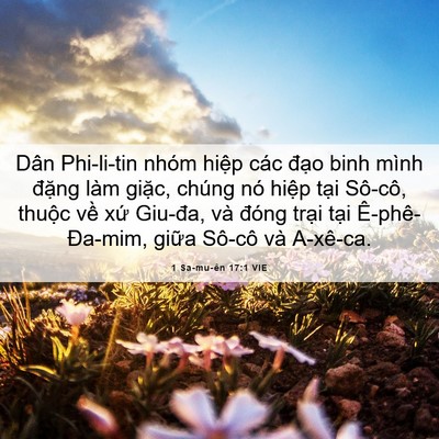 Picture 06 - 1 Sa-mu-ên 17:1 VIE - Dân Phi-li-tin nhóm hiệp các đạo binh - Bible Verse Picture