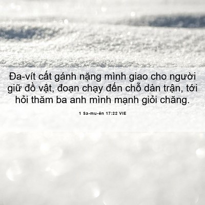 Picture 06 - 1 Sa-mu-ên 17:22 VIE - Đa-vít cất gánh nặng mình giao cho - Bible Verse Picture