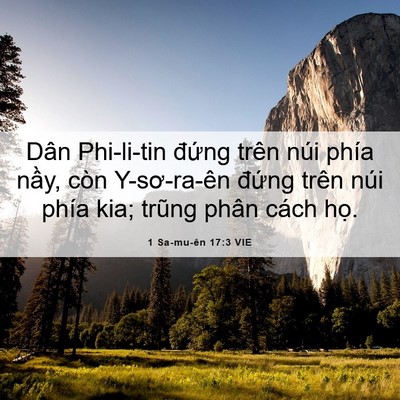 Picture 06 - 1 Sa-mu-ên 17:3 VIE - Dân Phi-li-tin đứng trên núi phía nầy, - Bible Verse Picture
