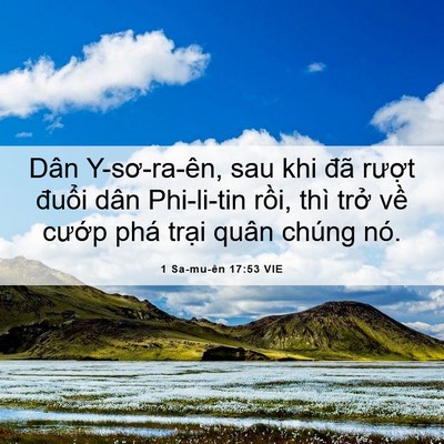 Picture 06 - 1 Sa-mu-ên 17:53 VIE - Dân Y-sơ-ra-ên, sau khi đã rượt đuổi - Bible Verse Picture