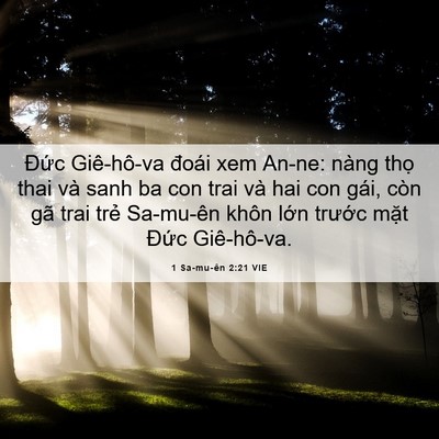 Picture 06 - 1 Sa-mu-ên 2:21 VIE - Đức Giê-hô-va đoái xem An-ne: nàng thọ - Bible Verse Picture